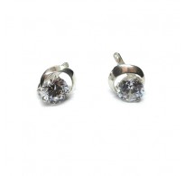 E000873 Sterling Silver Earrings With 9mm Cubic Zirconia Solid Hallmarked 925 Handmade